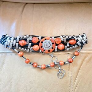 Vibtage Wood and Black Beaded Belt